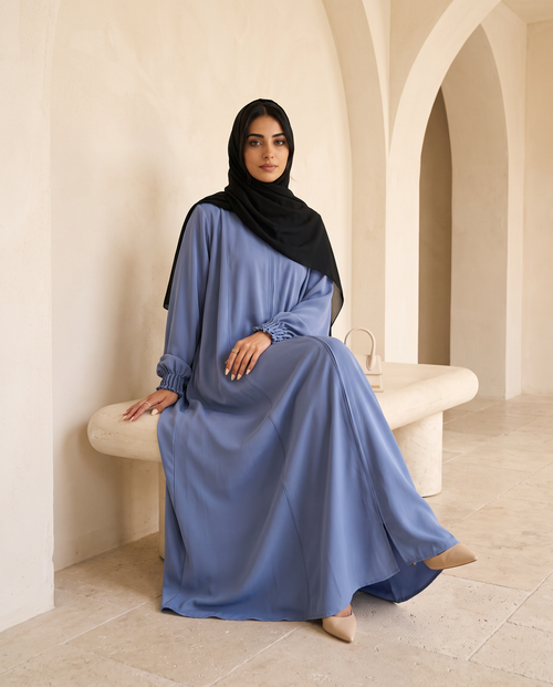 Classic Silhouette Blue Abaya – hover image