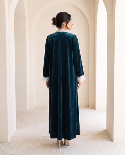 Velvet Veil Petrol Teal Abaya