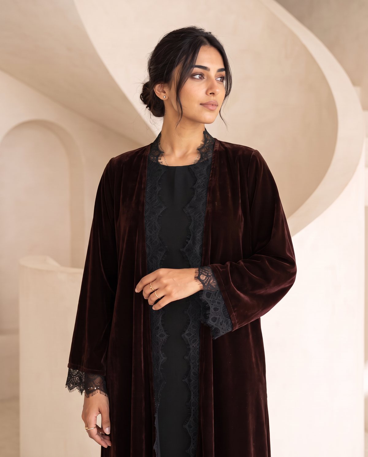 Velvet Veil Brown Abaya