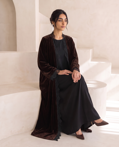 Velvet Veil Brown Abaya