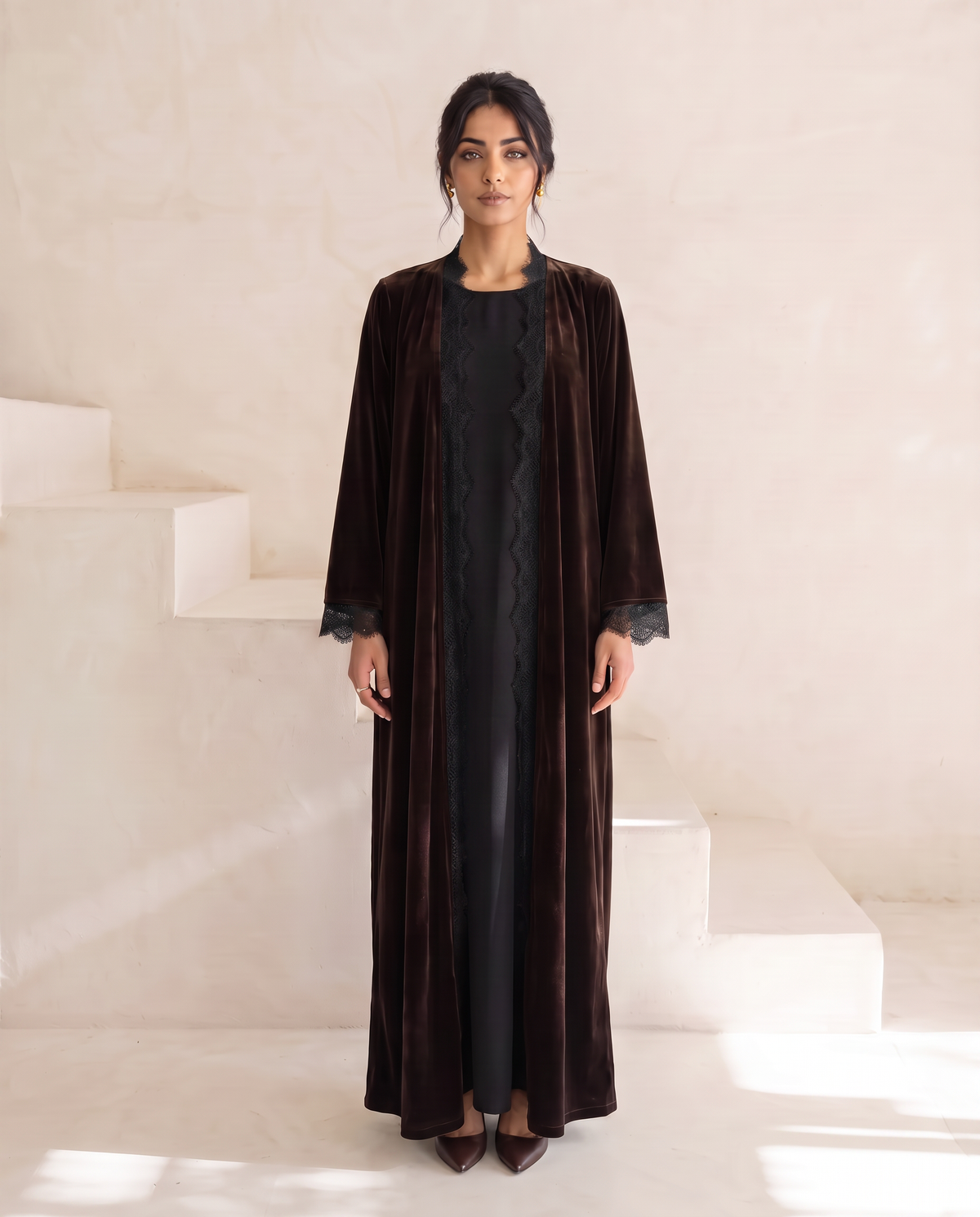 Velvet Veil Brown Abaya