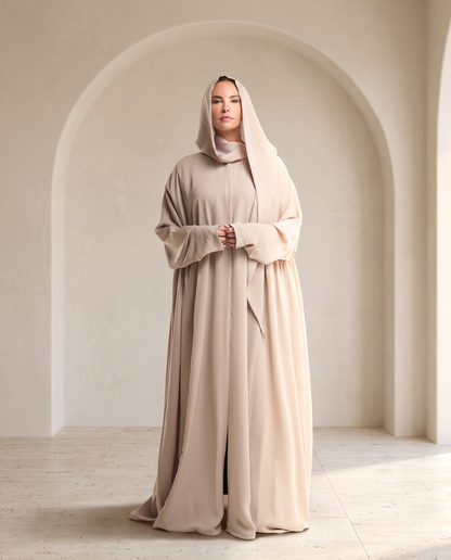Embroidered Pale Chestnut Abaya Set