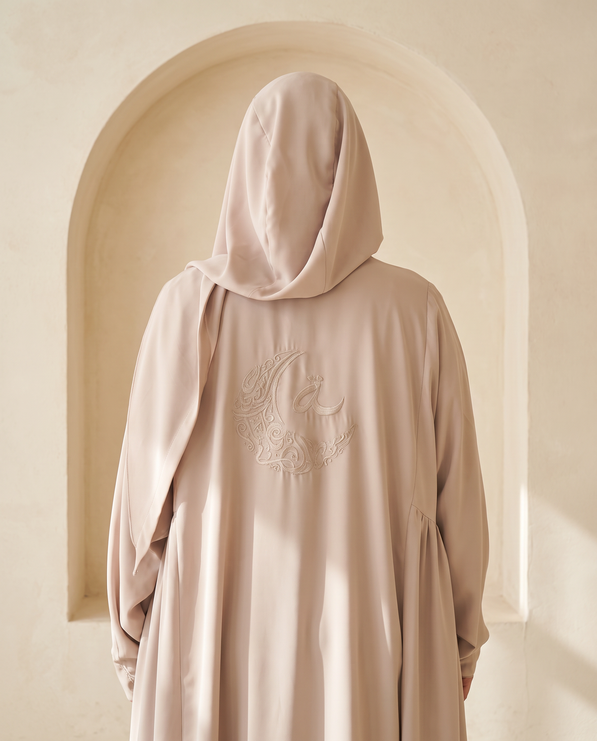Embroidered Pale Chestnut Abaya Set