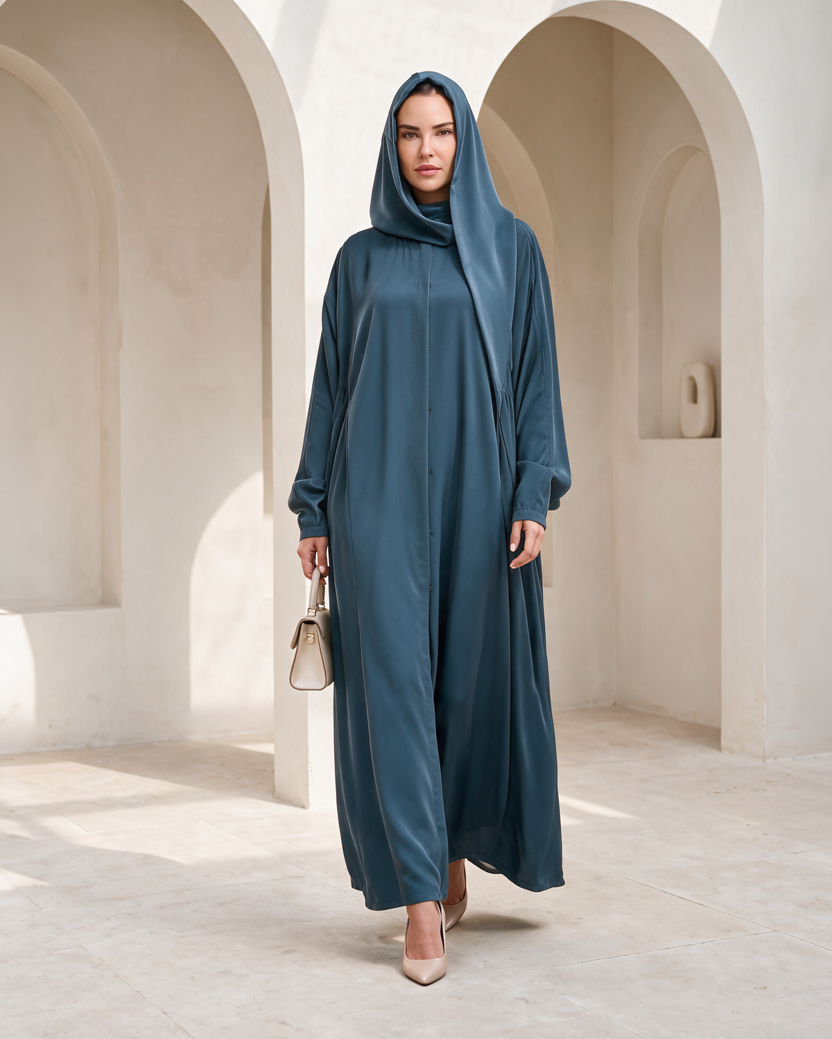 Embroidered Green Abaya Set