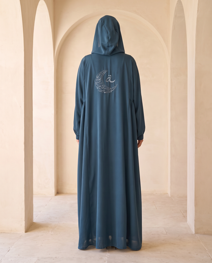 Embroidered Green Abaya Set