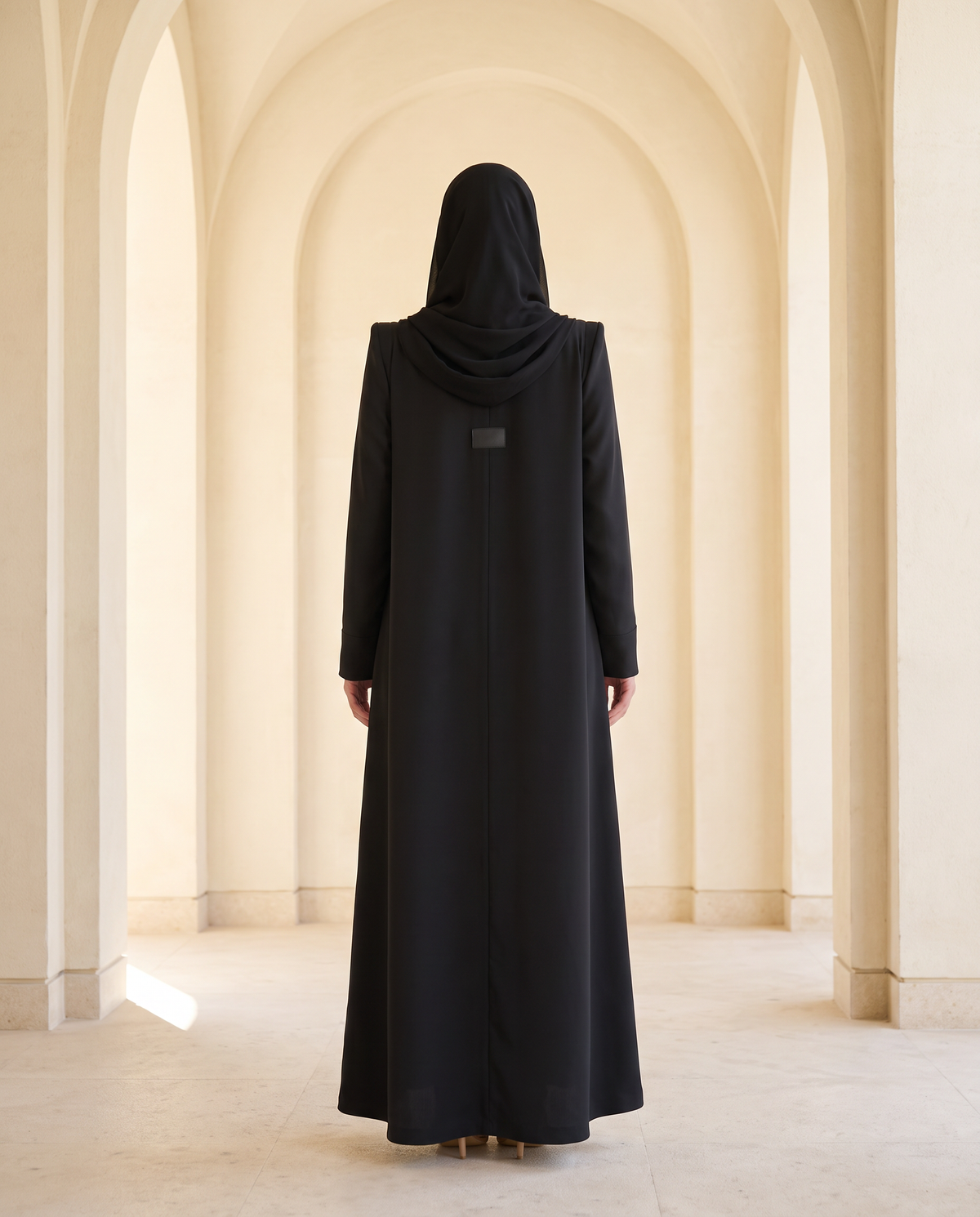 Black Structure Abaya with Asymmetric Button Detail