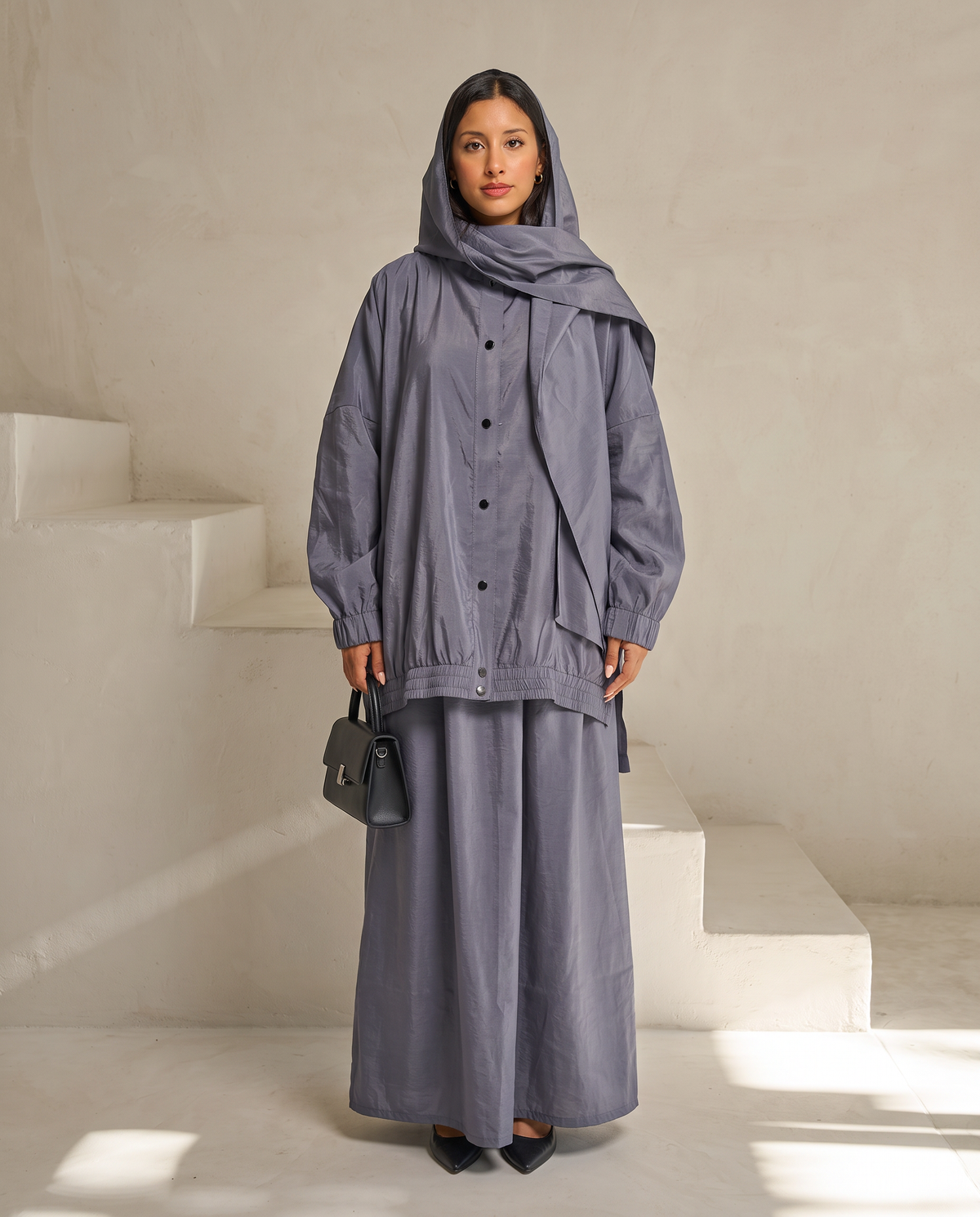 Oversized Modest Streetwear Flow Gray Abaya Set