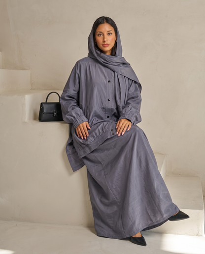 Oversized Modest Streetwear Flow Gray Abaya Set