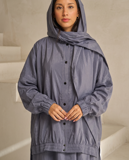 Oversized Modest Streetwear Flow Gray Abaya Set
