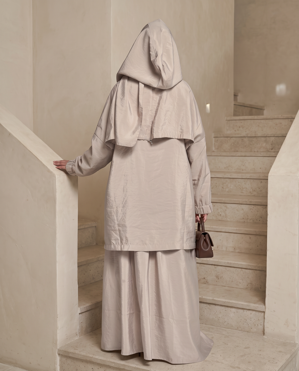 Oversized Modest Streetwear Flow Beige Abaya Set