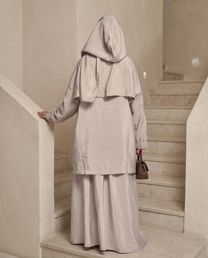 Oversized Modest Streetwear Flow Beige Abaya Set