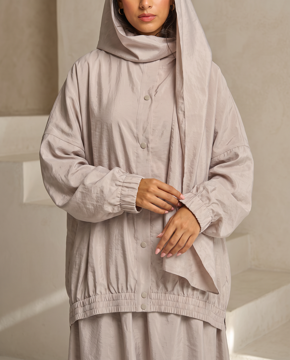 Oversized Modest Streetwear Flow Beige Abaya Set