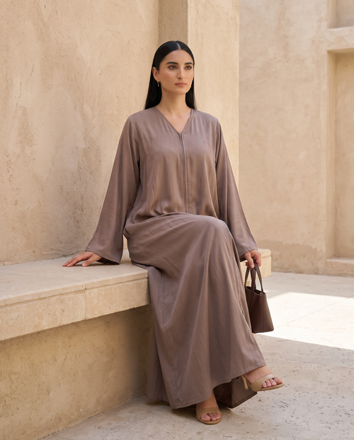 Desert Taupe Drape Essential Abaya – hover image