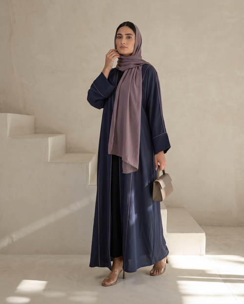Midnight Navy Contrast Stitch Abaya