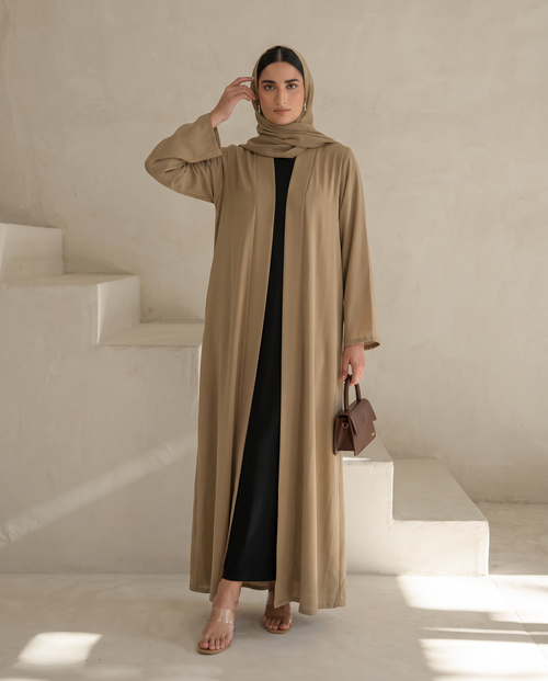 Khaki Sand Pleated Abaya