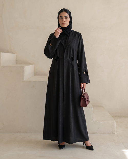 Black Shimmer Textured Abaya