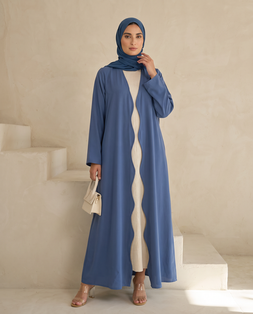 Dusty Blue Wave Abaya
