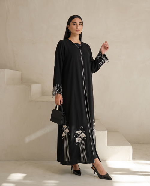 Midnight Lily Embroidered Abaya