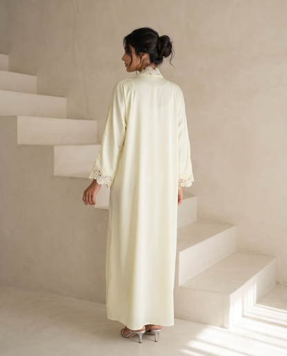 Pale Yellow Lace Abaya