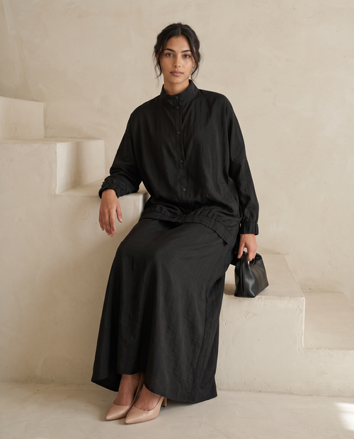 Oversized Modest Streetwear Flow Black Abaya Set – hover image