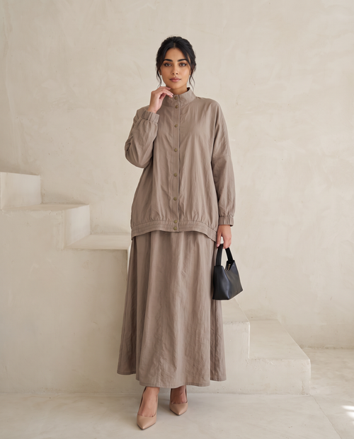 Oversized Modest Streetwear Flow Taupe Abaya Set