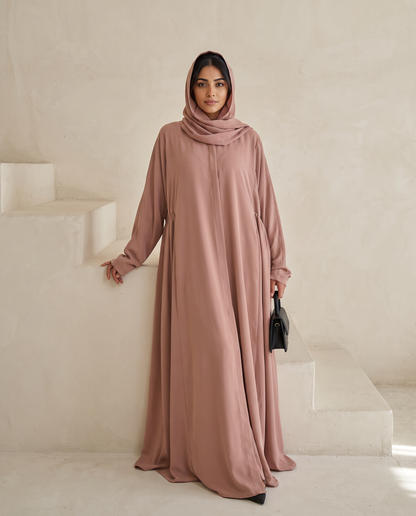 Signature Embroidered Pale Taupe Abaya Set