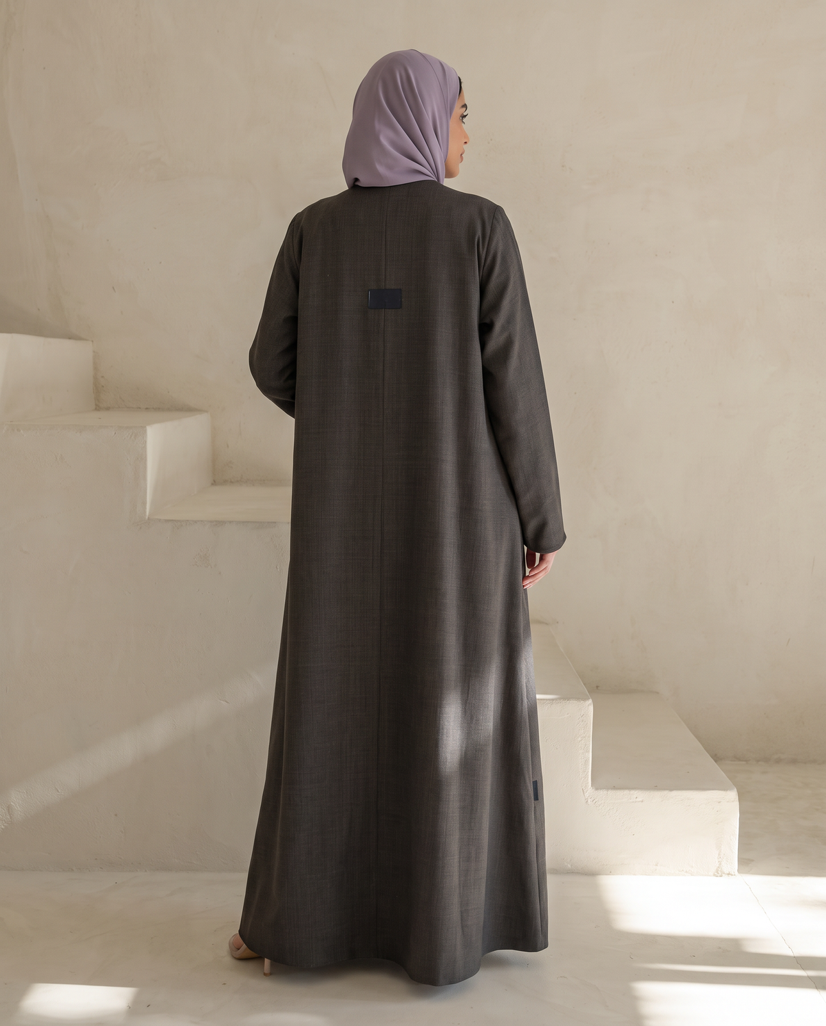Minimal Textured Jacquard Grey Abaya