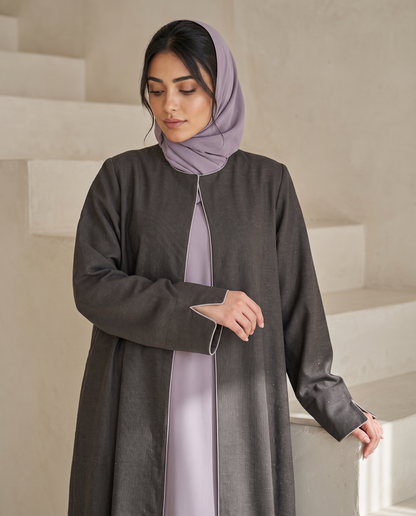 Minimal Textured Jacquard Grey Abaya