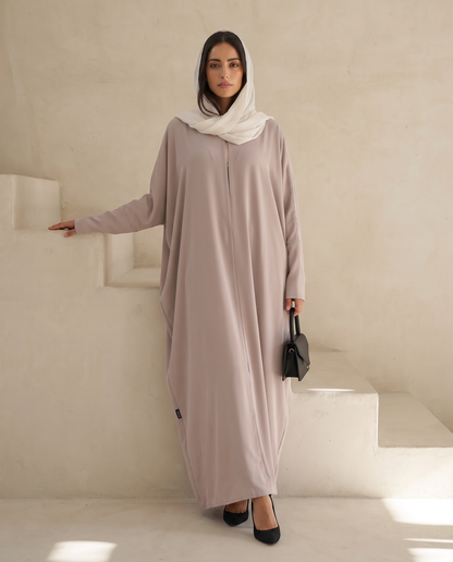 Modern Loose-Cut Gray Abaya with Sculpted Draping