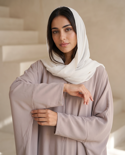 Modern Loose-Cut Gray Abaya with Sculpted Draping