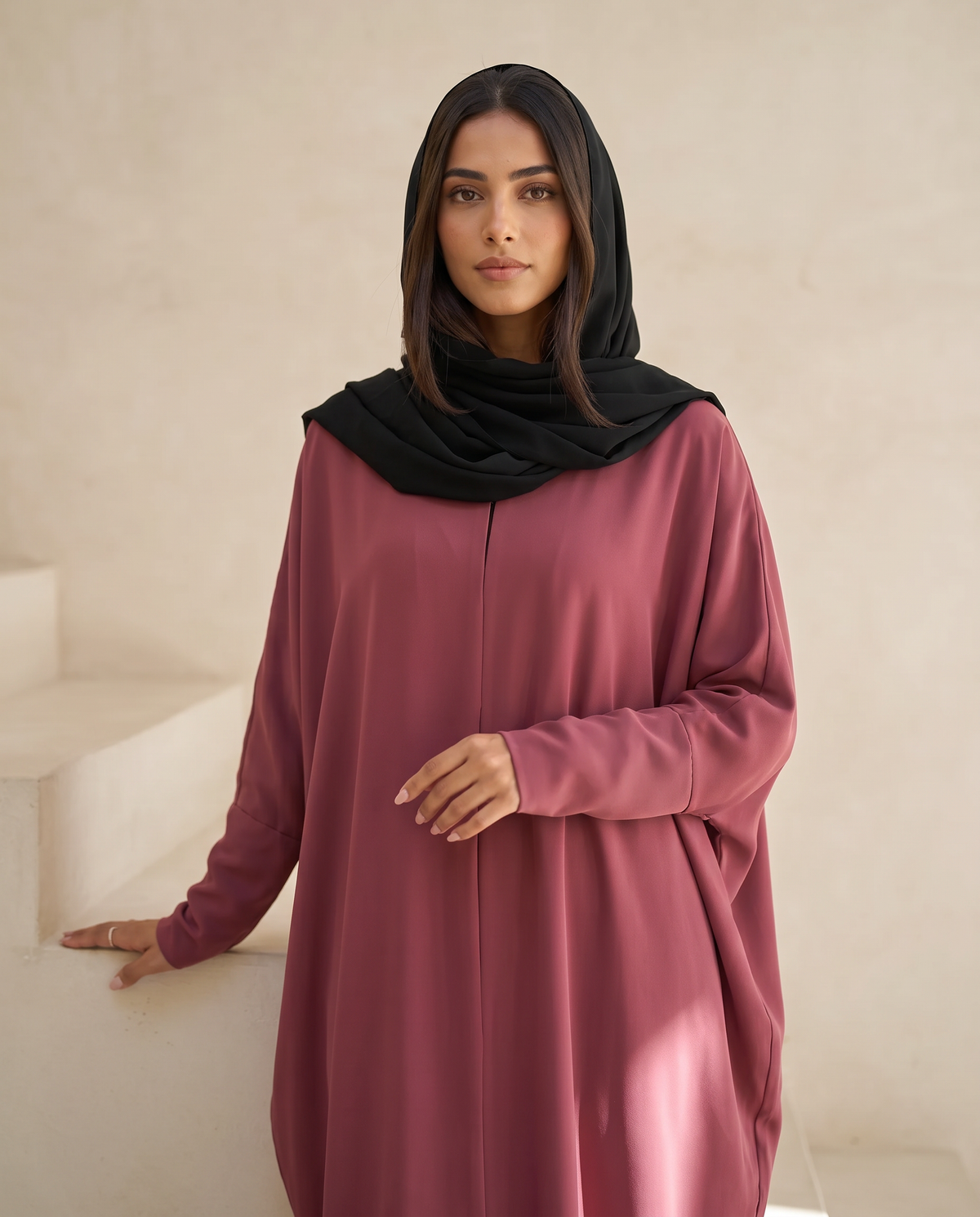 عباية عصرية فضفاضة مع ثنيات منحوتة (نسخة)