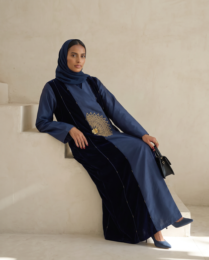 Regal Midnight Bloom Embellished Abaya