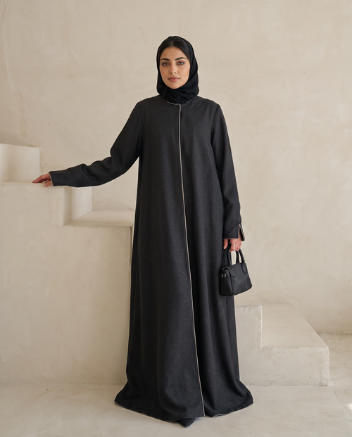 Minimal Textured Jacquard Dark Abaya