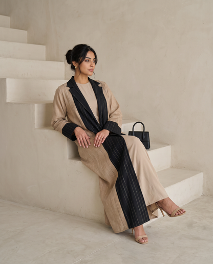 Two-Tone Linen-Blend Abaya