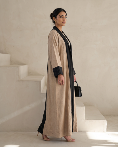 Two-Tone Linen-Blend Abaya