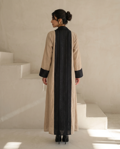 Two-Tone Linen-Blend Abaya