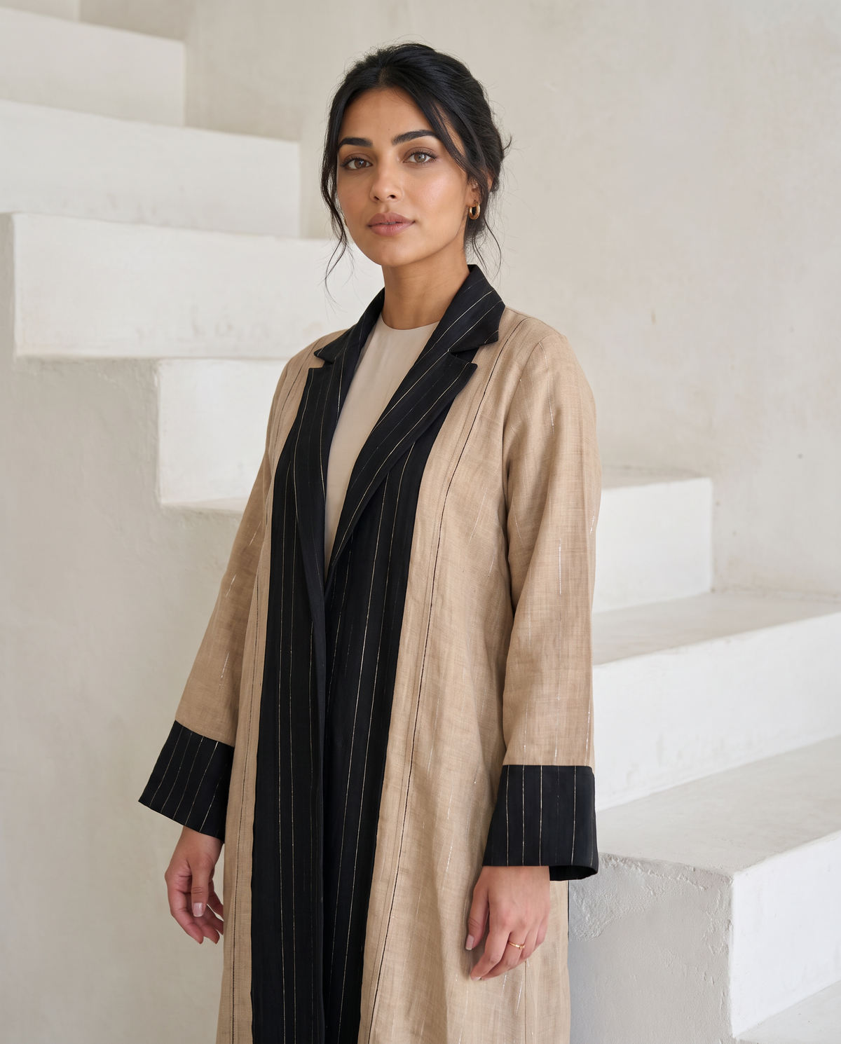 Two-Tone Linen-Blend Abaya