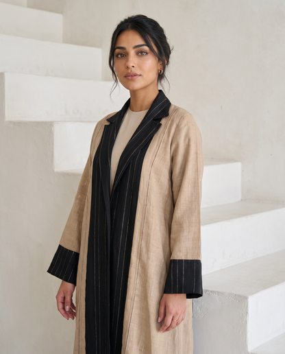 Two-Tone Linen-Blend Abaya