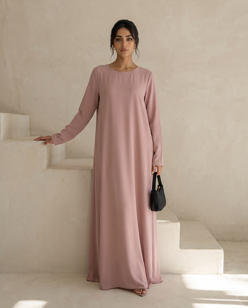 Soft Blush Full Sleeve Essential Inner Dress Abaya