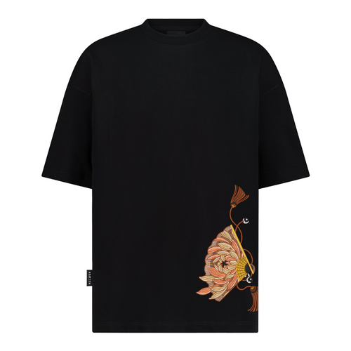 Ornamental Asian Fan with Tassels - Emrbroidery - Oversized T-Shirt – hover image