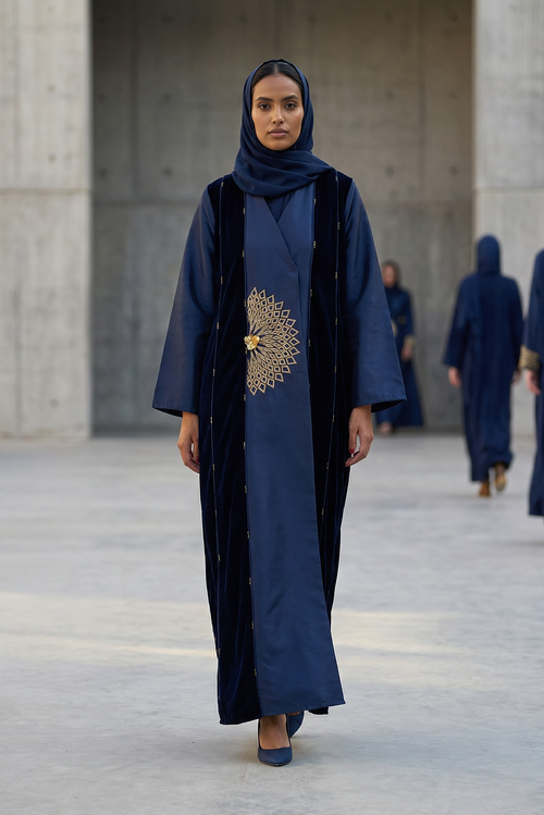 Regal Midnight Bloom Embellished Abaya