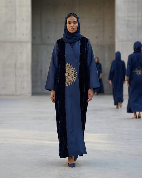 Regal Midnight Bloom Embellished Abaya