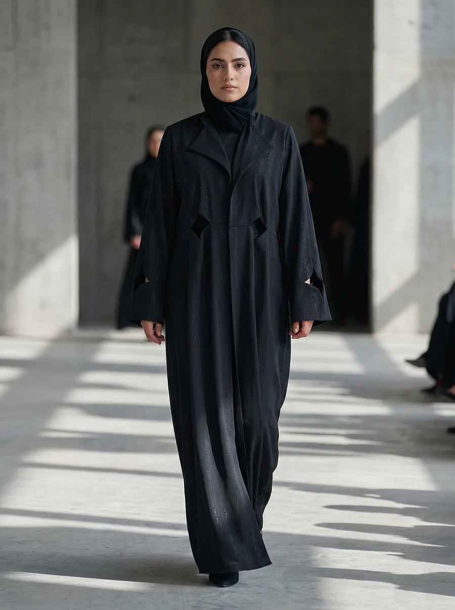 Black Shimmer Textured Abaya