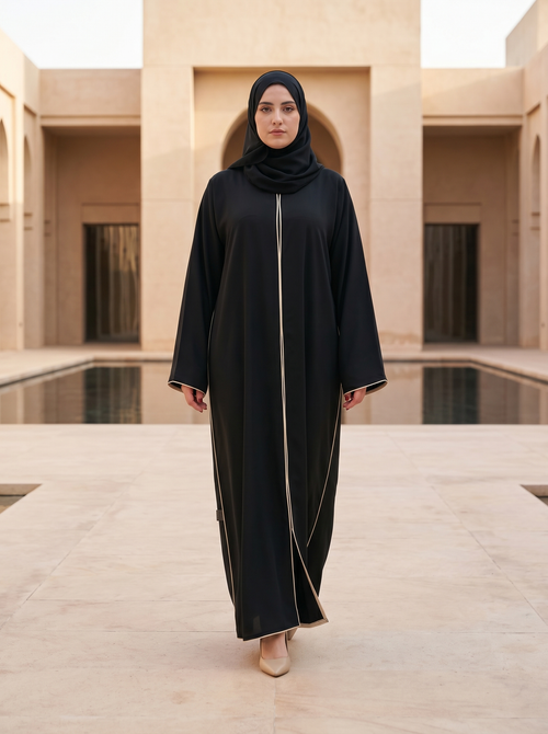 Classic Abaya with Contrast Piping