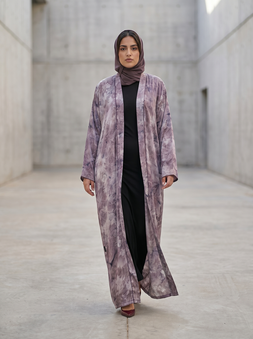 Garden Floral Printed Lightweight Open Abaya