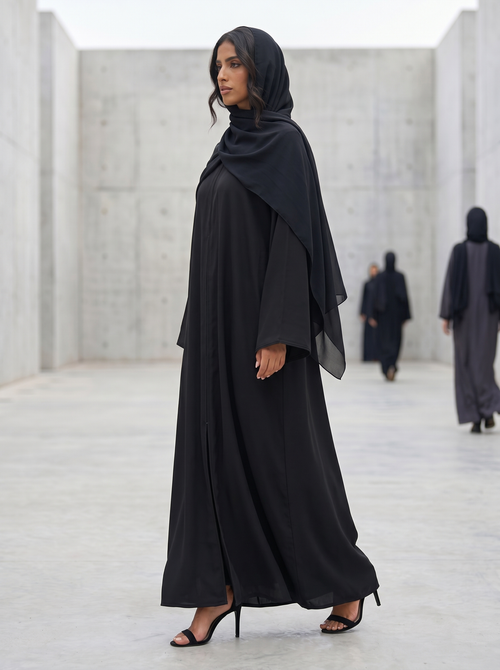 Classic Abaya with Clean Front Panel – hover image