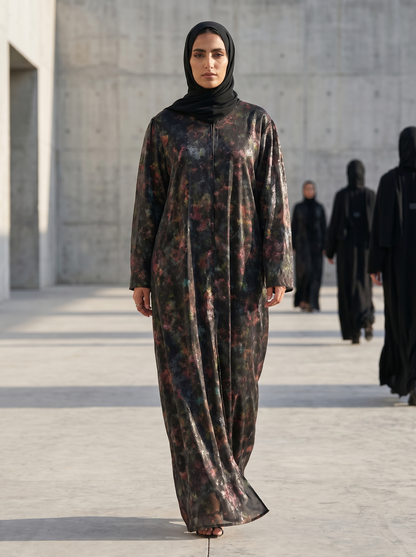 Premium Abaya with Abstract Multi-color Print