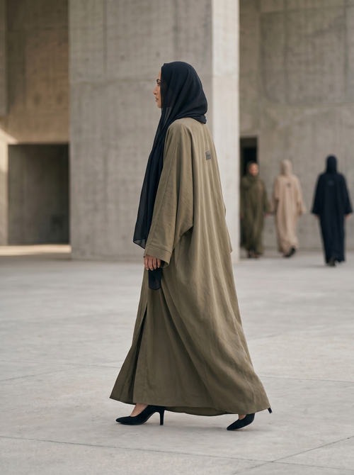 Classic Open Abaya with Piping Detail – hover image