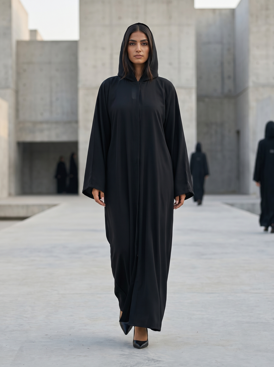 Matte Satin Black Hooded Abaya