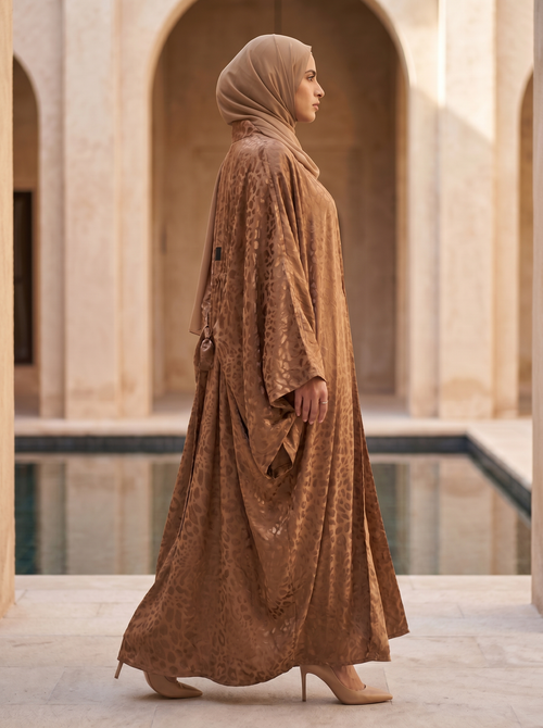 Kimono Style Desert Ember Textured Abaya – hover image